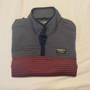 L.L. Bean Women's Airlight Pullover in Blue and Maroon